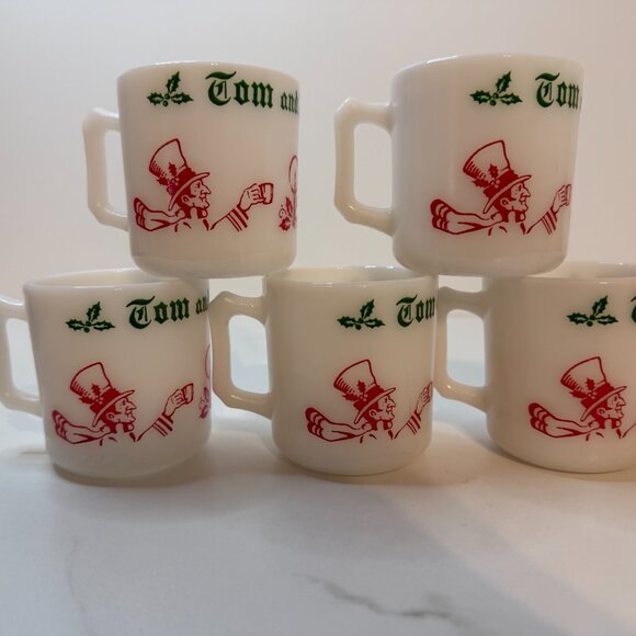 5 Pc Set Vintage Hazel Atlas Tom and Jerry 4oz Egg Nogg Mugs No Chips No Cracks - Picture 6 of 7